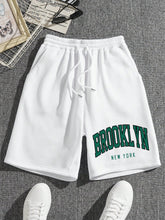 Men Letter Graphic Drawstring Waist Shorts