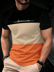 3-Tone Patchwork Casual Comfortable Street Style Short Sleeve T-Shirt
