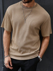 Men's Casual Colorblock Stripe Textured T-Shirt, Summer