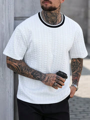 Men's Casual Colorblock Stripe Textured T-Shirt, Summer