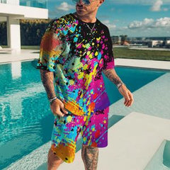 Summer New Men Sets Shorts Outfits Male Tees Street T Shirt