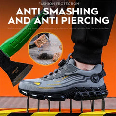 Men’s Safety Work Shoes – Anti‑Smash Anti‑Puncture Rotating Button