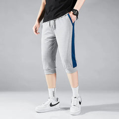Summer Pants for Men 7-point Shorts Casual Loose Versatile Men Stretch Sports Tying Feet Cropped Pants