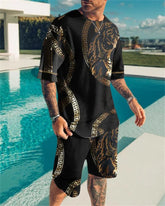 Summer New Men Sets Shorts Outfits Male Tees Street T Shirt