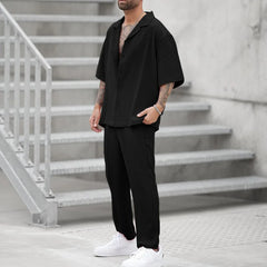 Casual Two-Piece Short Sleeve Shirt and Pants Set
