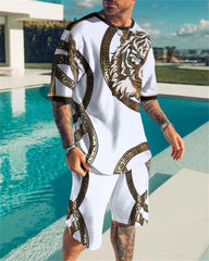 Summer New Men Sets Shorts Outfits Male Tees Street T Shirt
