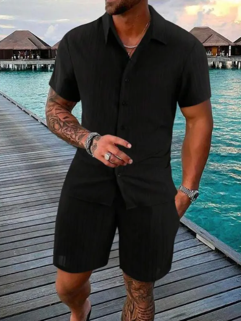 Men's Casual Summer Short Sleeve Shirt & Shorts Set