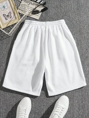 Men Letter Graphic Drawstring Waist Shorts