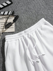 Men Letter Graphic Drawstring Waist Shorts