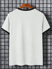 Men Letter Graphic Contrast Trim Short Sleeve Ringer Tee