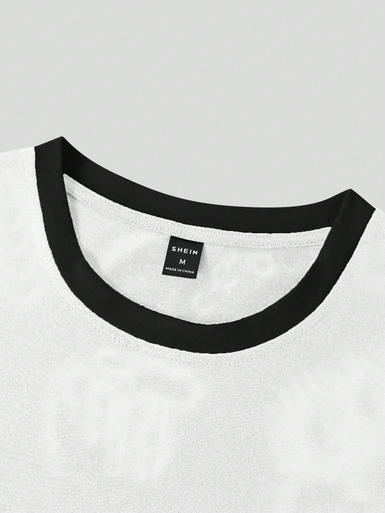Men Letter Graphic Contrast Trim Short Sleeve Ringer Tee