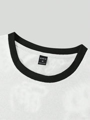 Men Letter Graphic Contrast Trim Short Sleeve Ringer Tee