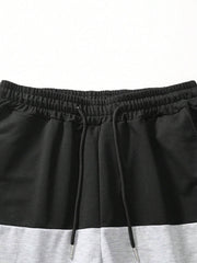 Men Casual Color Block Letter Patched Detail Drawstring Waist Shorts For Summer
