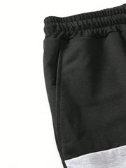 Men Casual Color Block Letter Patched Detail Drawstring Waist Shorts For Summer