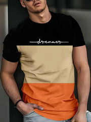 3-Tone Patchwork Casual Comfortable Street Style Short Sleeve T-Shirt