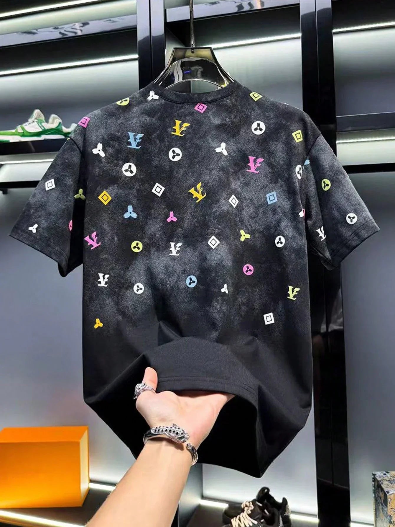 Men's Casual Distressed Letter Print T-Shirt