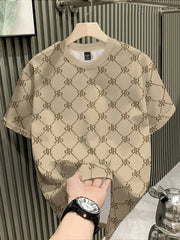 Men's Casual Letter Print Round Neck Short Sleeve T-Shirt, Versatile For Summer