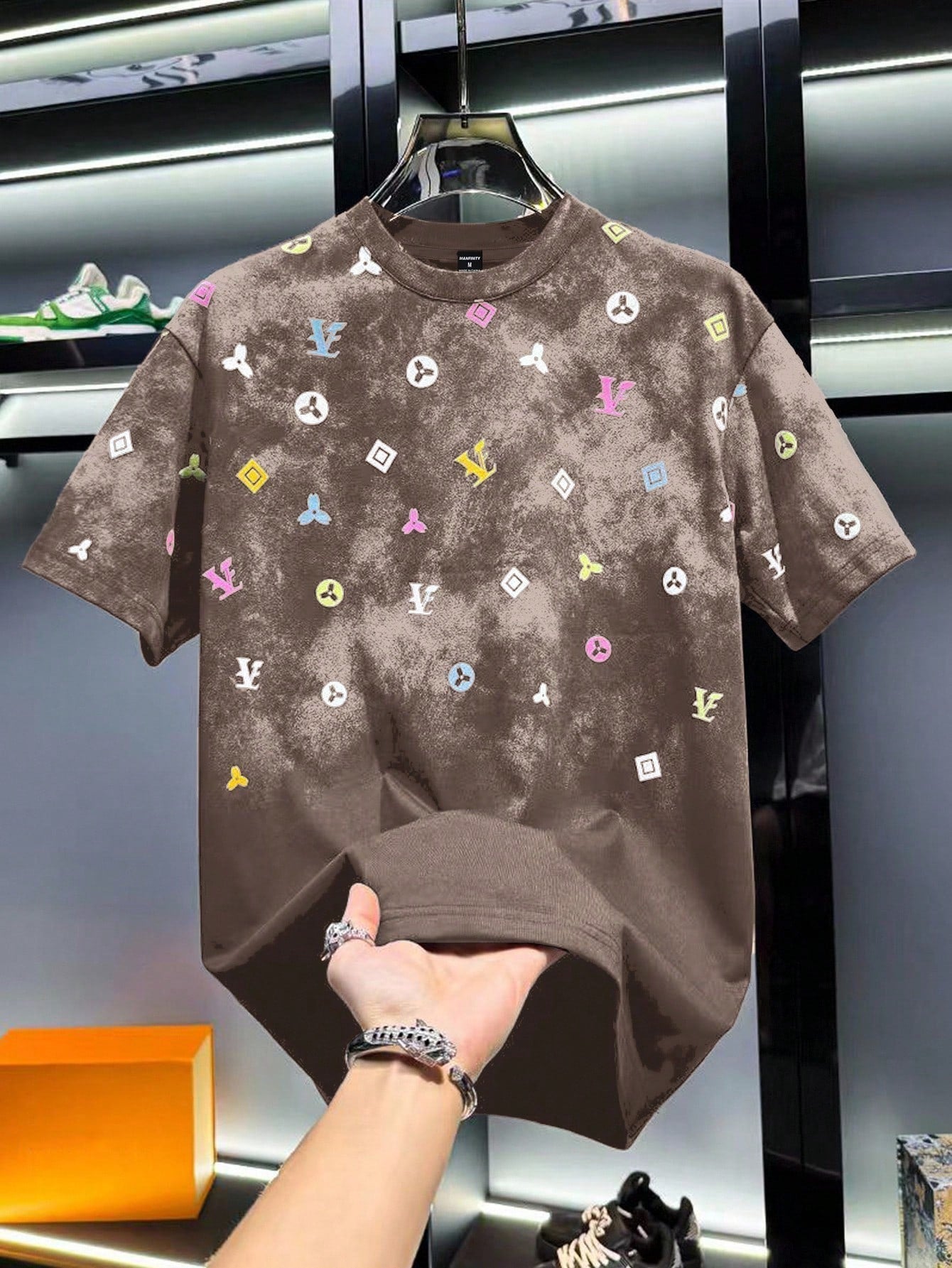 Men's Casual Distressed Letter Print T-Shirt