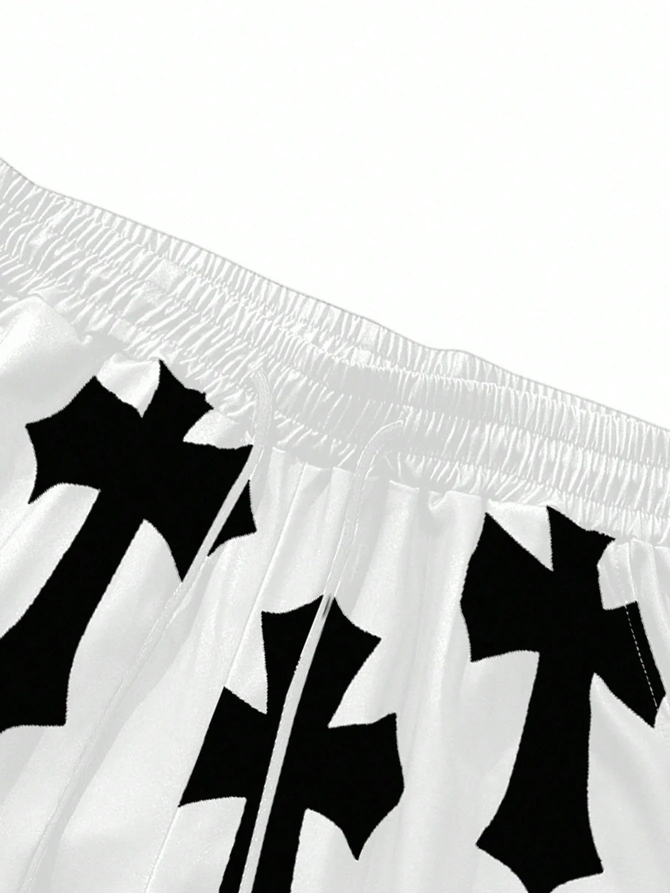 Men's Loose Fit Streetwear Cross Printed Drawstring Shorts