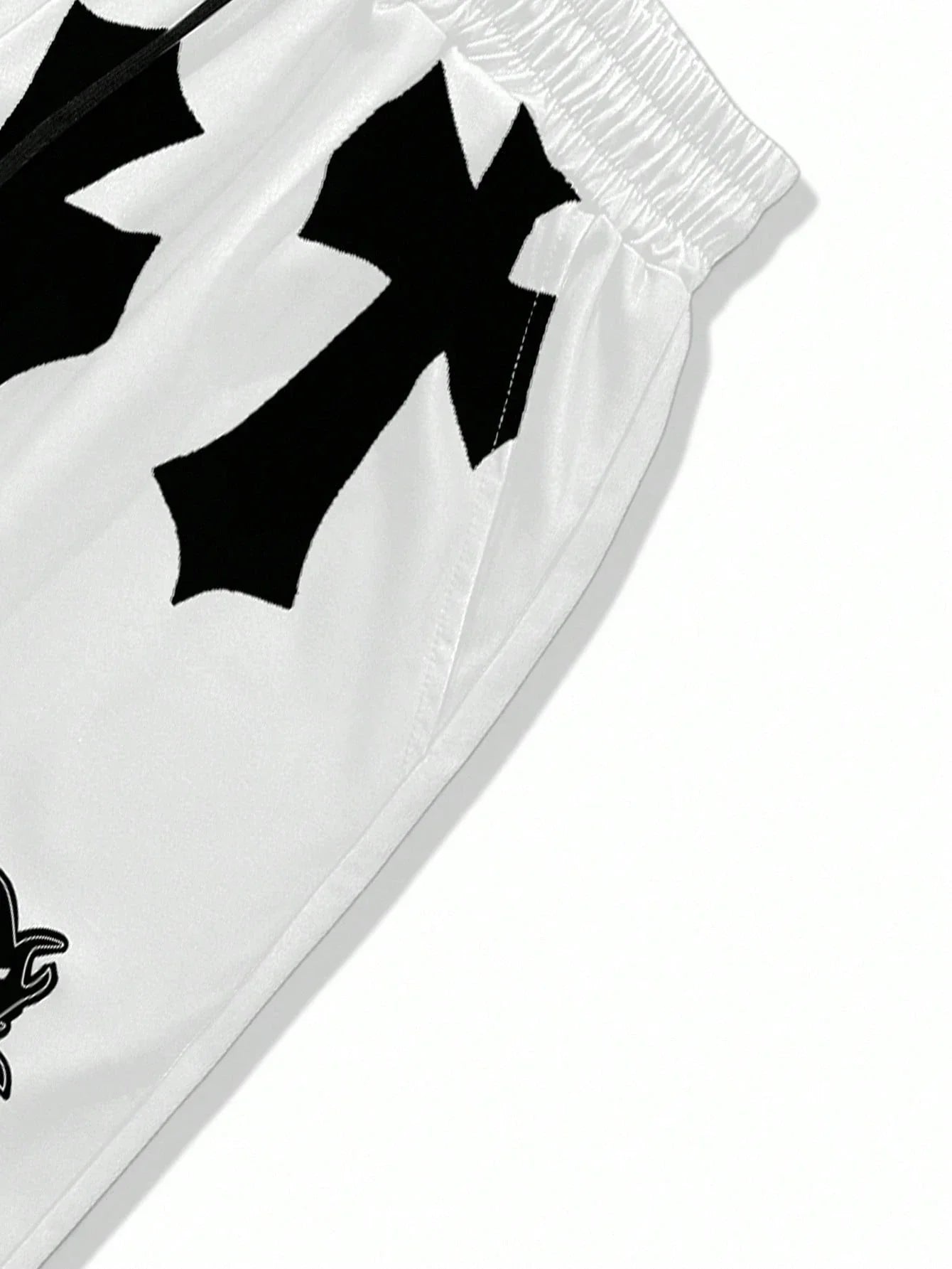Men's Loose Fit Streetwear Cross Printed Drawstring Shorts