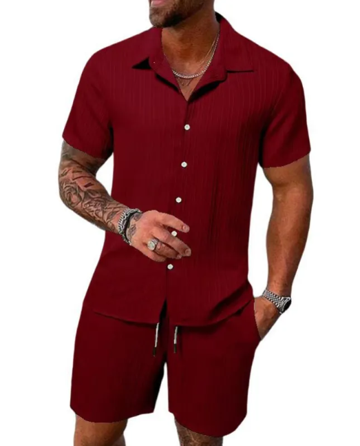 Men's Casual Summer Short Sleeve Shirt & Shorts Set