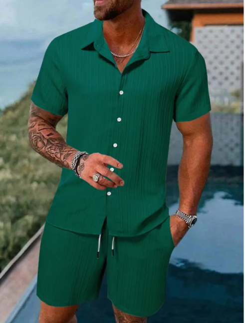 Men's Casual Summer Short Sleeve Shirt & Shorts Set