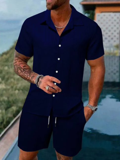 Men's Casual Summer Short Sleeve Shirt & Shorts Set