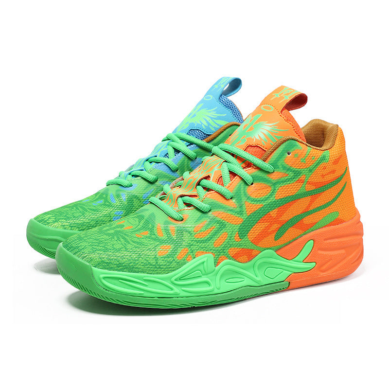Trendy Basketball Green Little Mandarin Duck Mesh Breathable Men's Sports Shoes