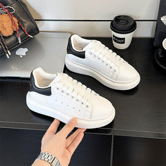 Men's & Women's Layer Cowhide Mcqueen White For Thick Sole Height Increasing Women's Casual Shoes