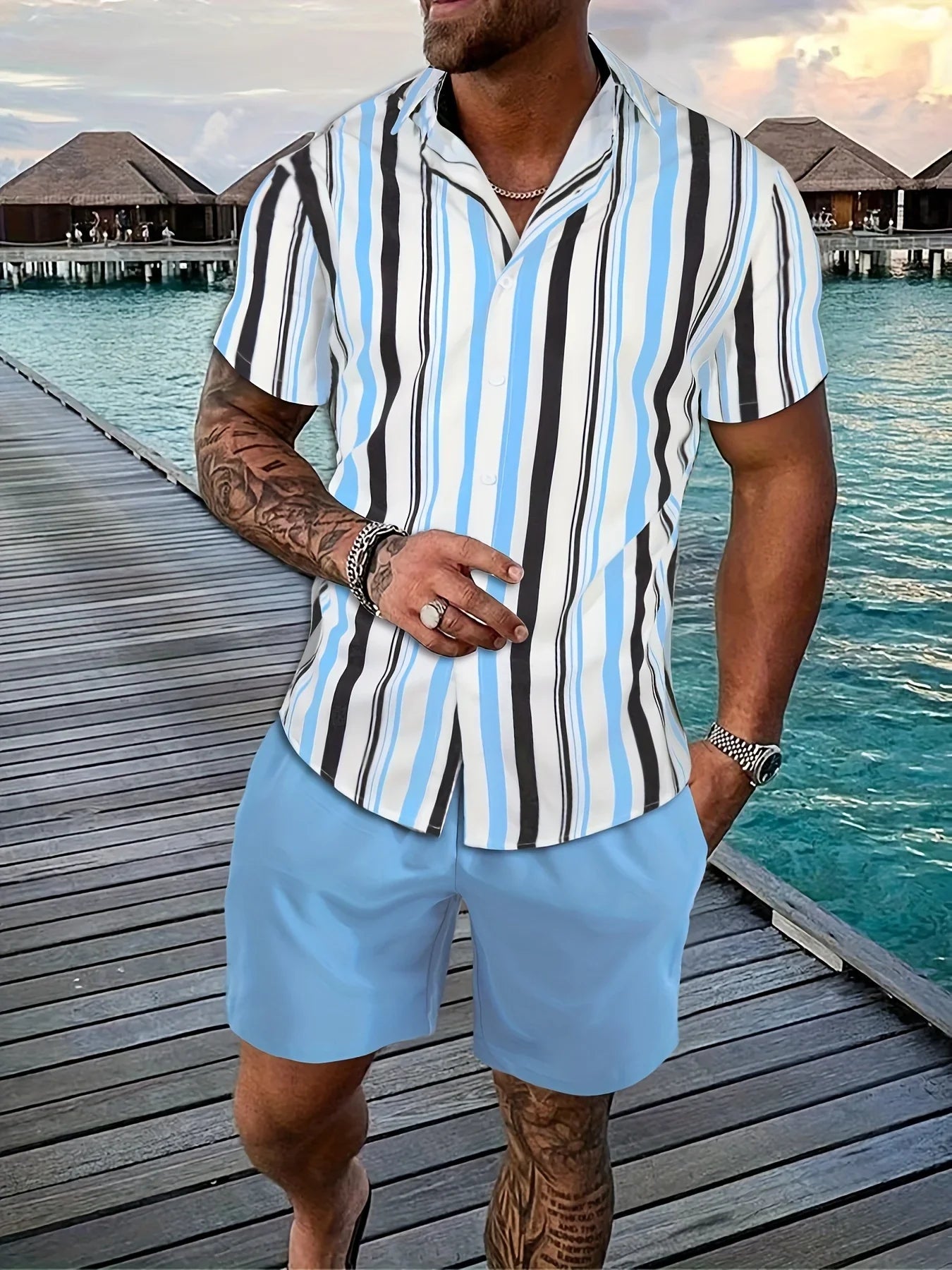 Summer Men Shirt Sets