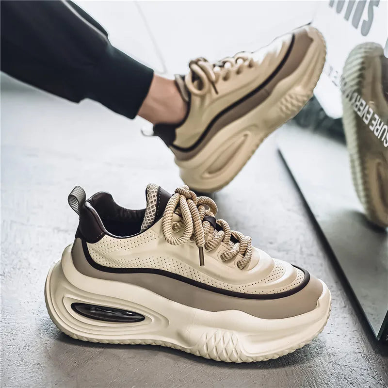 Men’s Thick Sole Casual Skate Sneakers – Trendy Fashion Sports Shoes for Outdoor & Everyday Wear