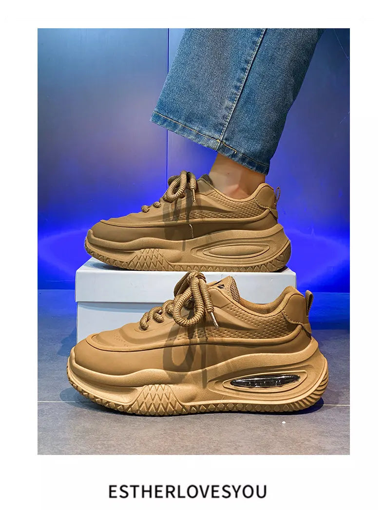 Men’s Thick Sole Casual Skate Sneakers – Trendy Fashion Sports Shoes for Outdoor & Everyday Wear