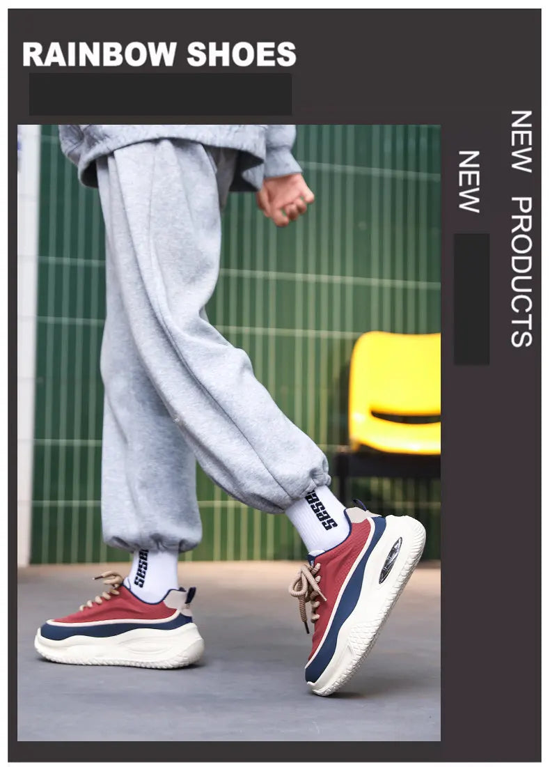 Men’s Thick Sole Casual Skate Sneakers – Trendy Fashion Sports Shoes for Outdoor & Everyday Wear
