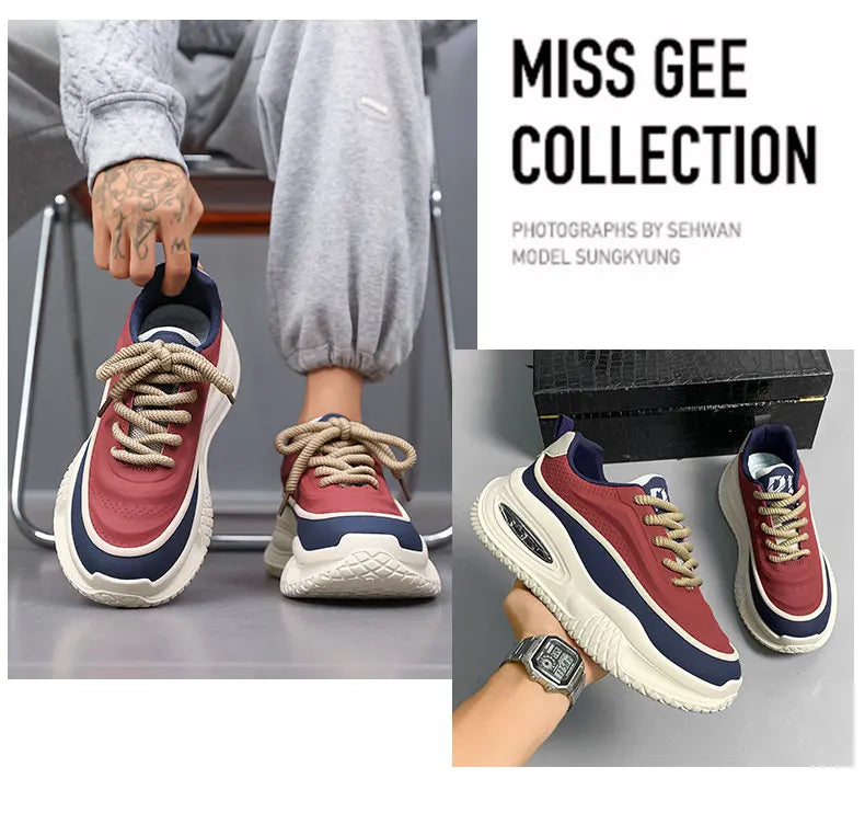 Men’s Thick Sole Casual Skate Sneakers – Trendy Fashion Sports Shoes for Outdoor & Everyday Wear