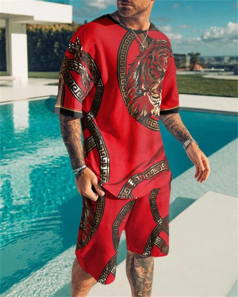 Summer New Men Sets Shorts Outfits Male Tees Street T Shirt