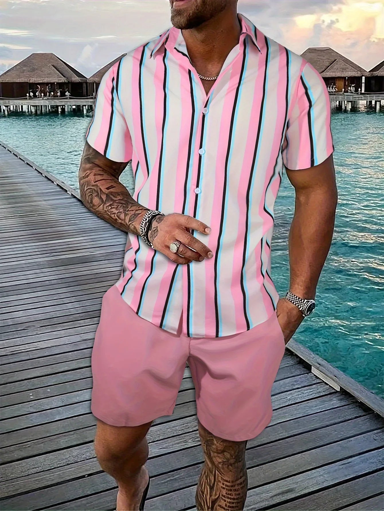 Summer Men Shirt Sets