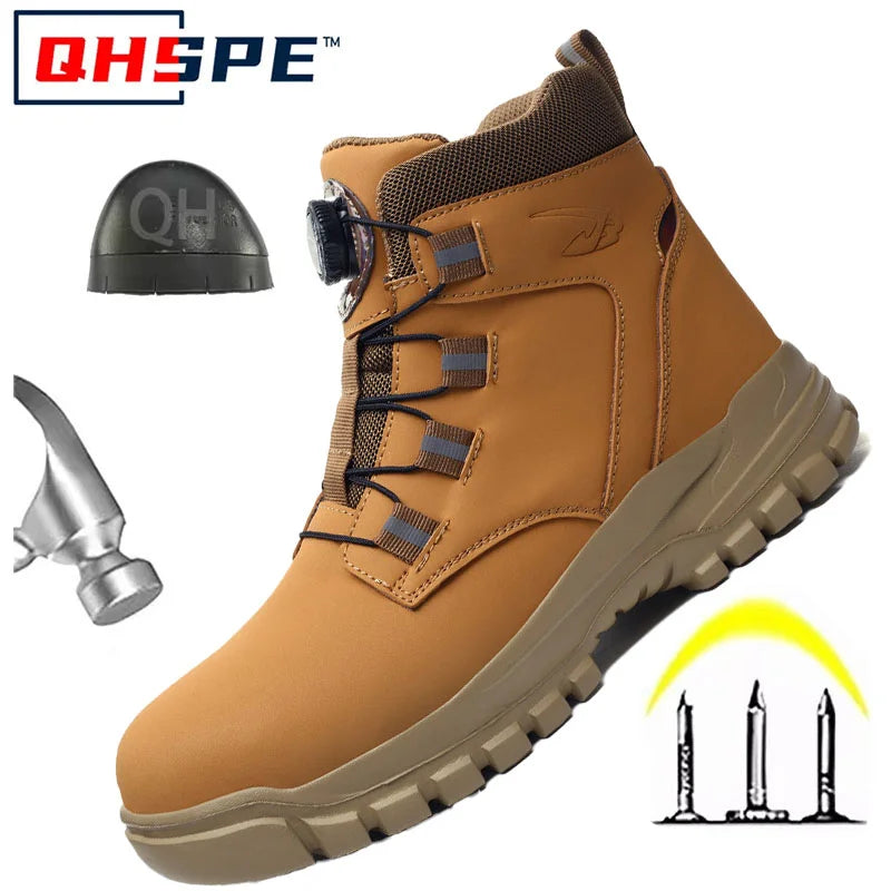 Men’s Safety Work Shoes – Anti‑Smash Anti‑Puncture Rotating Button