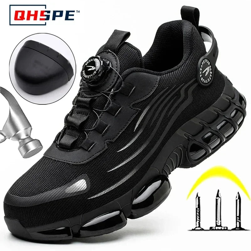 Men’s Safety Work Shoes – Anti‑Smash Anti‑Puncture Rotating Button
