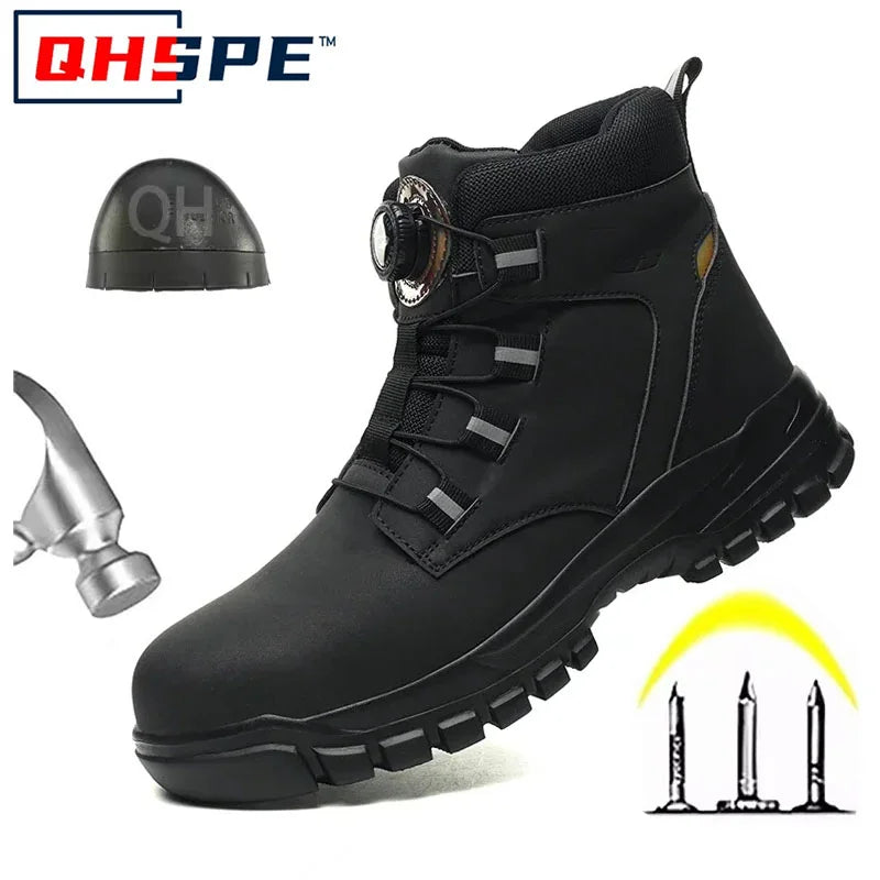 Men’s Safety Work Shoes – Anti‑Smash Anti‑Puncture Rotating Button
