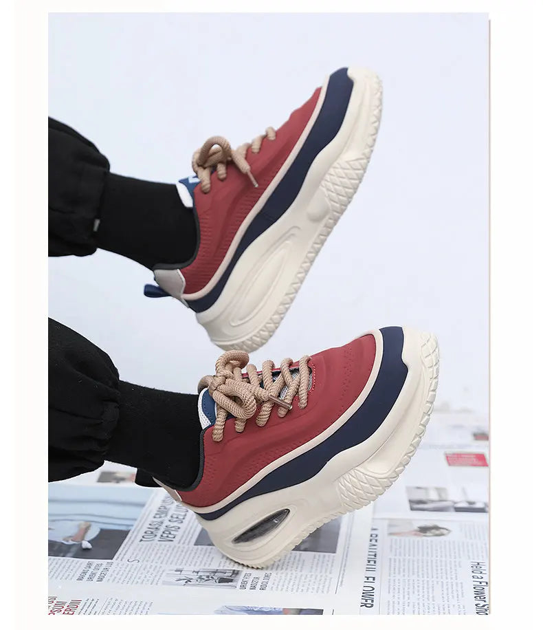 Men’s Thick Sole Casual Skate Sneakers – Trendy Fashion Sports Shoes for Outdoor & Everyday Wear