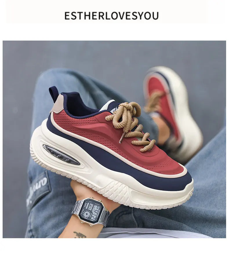 Men’s Thick Sole Casual Skate Sneakers – Trendy Fashion Sports Shoes for Outdoor & Everyday Wear