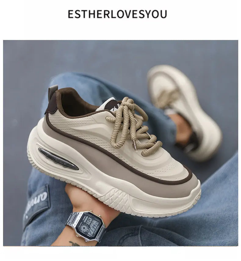 Men’s Thick Sole Casual Skate Sneakers – Trendy Fashion Sports Shoes for Outdoor & Everyday Wear