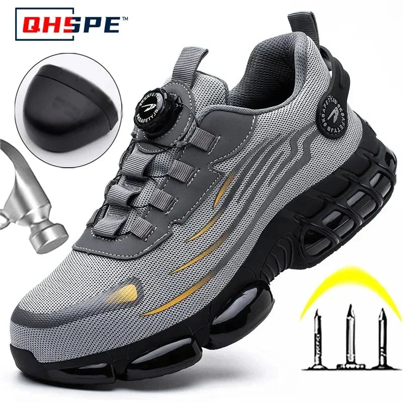 Men’s Safety Work Shoes – Anti‑Smash Anti‑Puncture Rotating Button