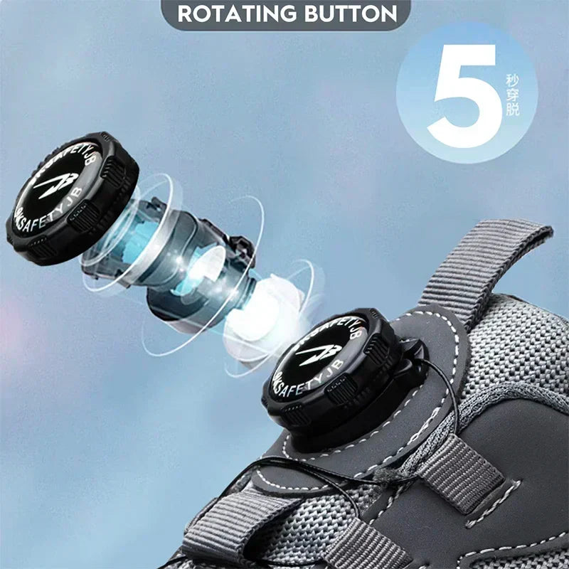 Men’s Safety Work Shoes – Anti‑Smash Anti‑Puncture Rotating Button