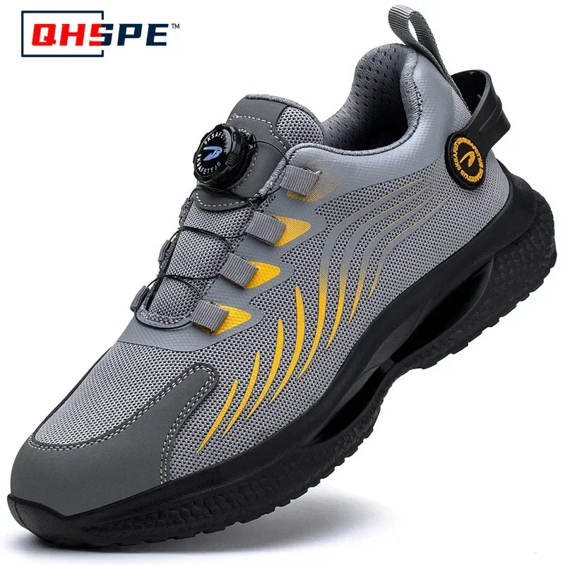 Men’s Safety Work Shoes – Anti‑Smash Anti‑Puncture Rotating Button