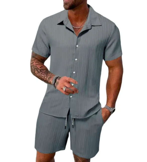Men's Casual Summer Short Sleeve Shirt & Shorts Set